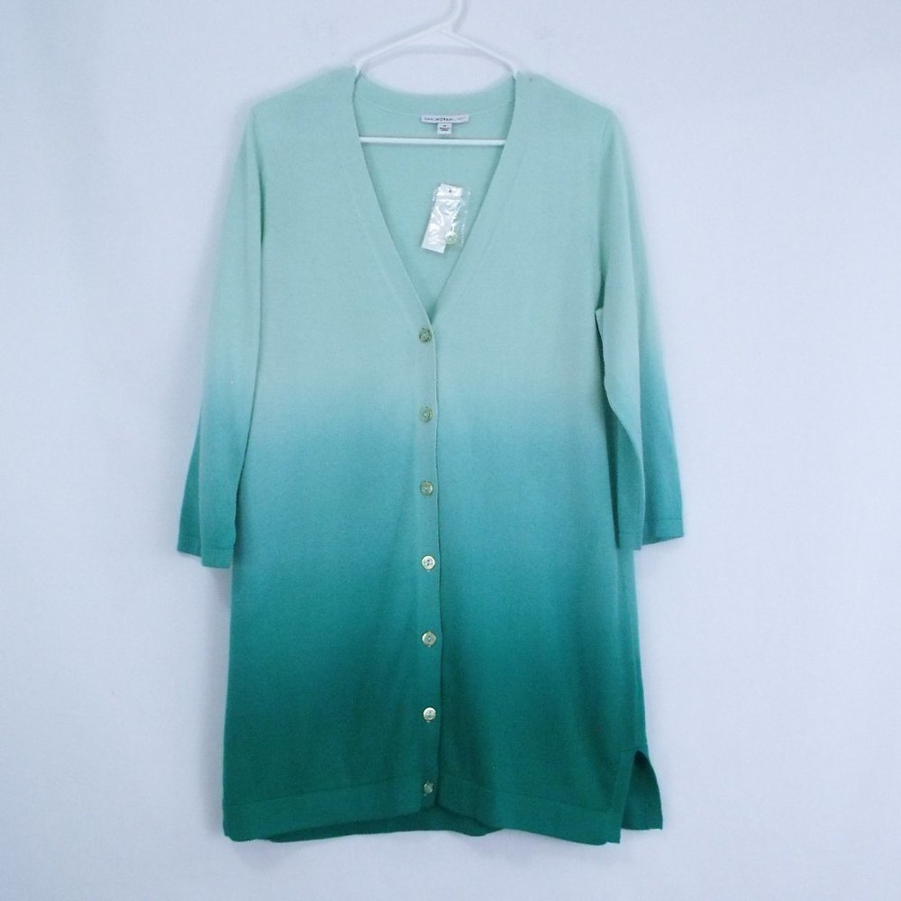 Isaac Mizrahi Live Teal Green Ombre Cardigan